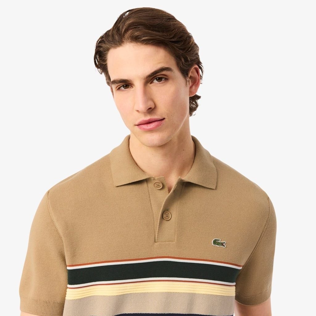 Áo Len Polo Lacoste Nam Dáng Cổ Điển Sọc Sản Xuất Tại Pháp