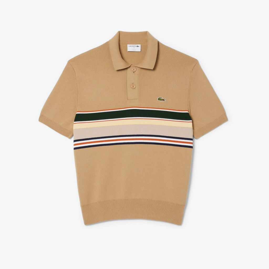 Áo Len Polo Lacoste Nam Dáng Cổ Điển Sọc Sản Xuất Tại Pháp