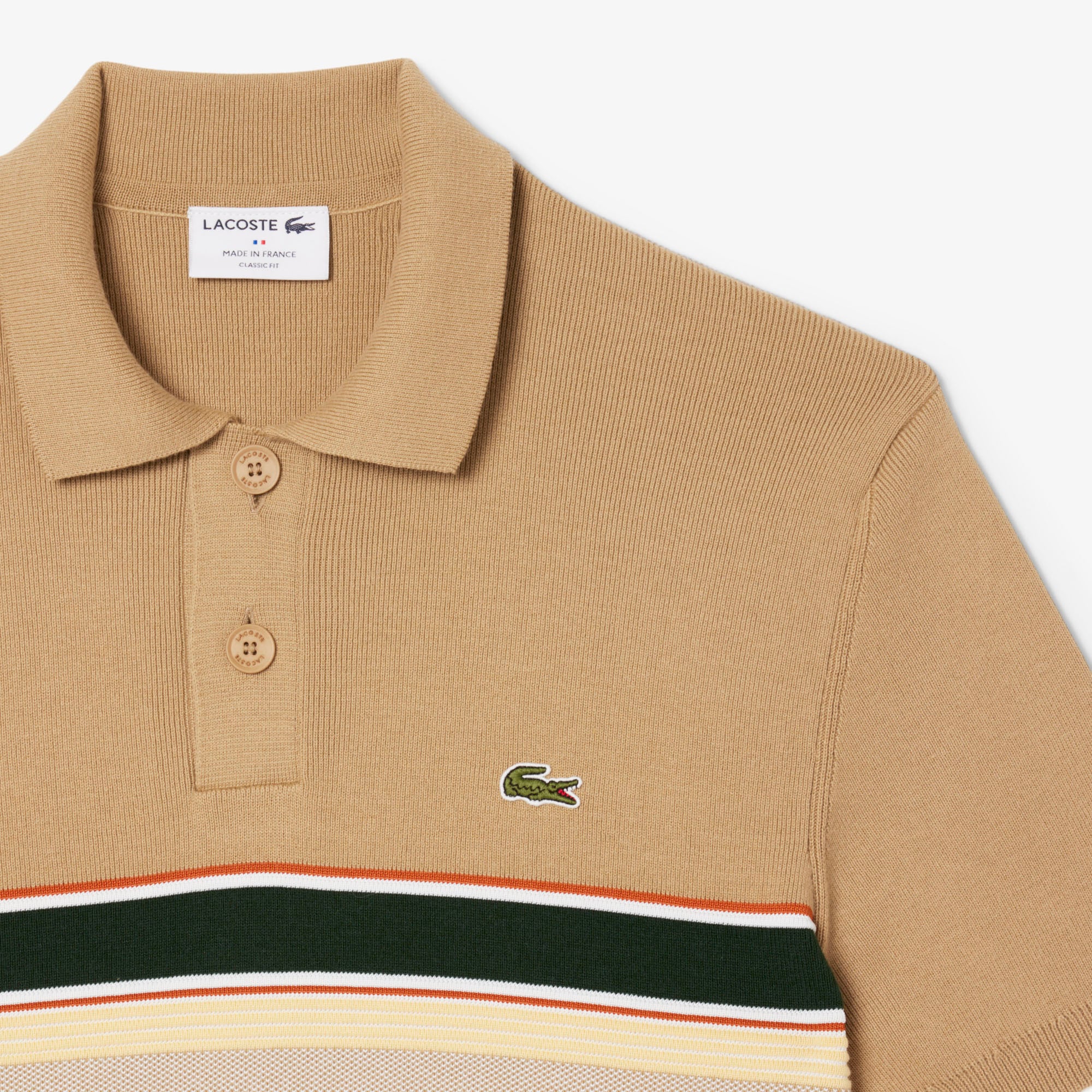 Áo Len Polo Lacoste Nam Dáng Cổ Điển Sọc Sản Xuất Tại Pháp