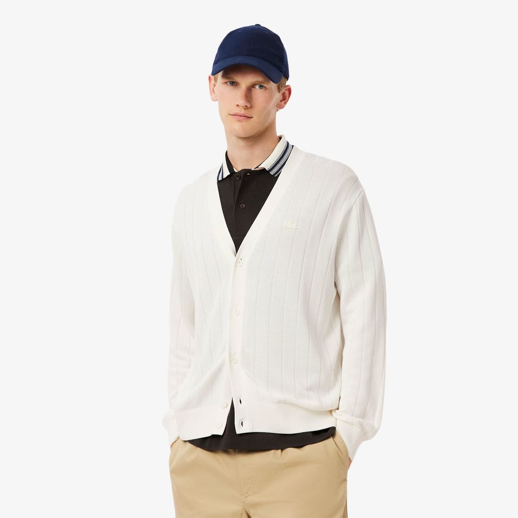 Áo Cardigan Lacoste Nam Dáng Cổ Điển Dệt Kim Gân Dáng Rủ