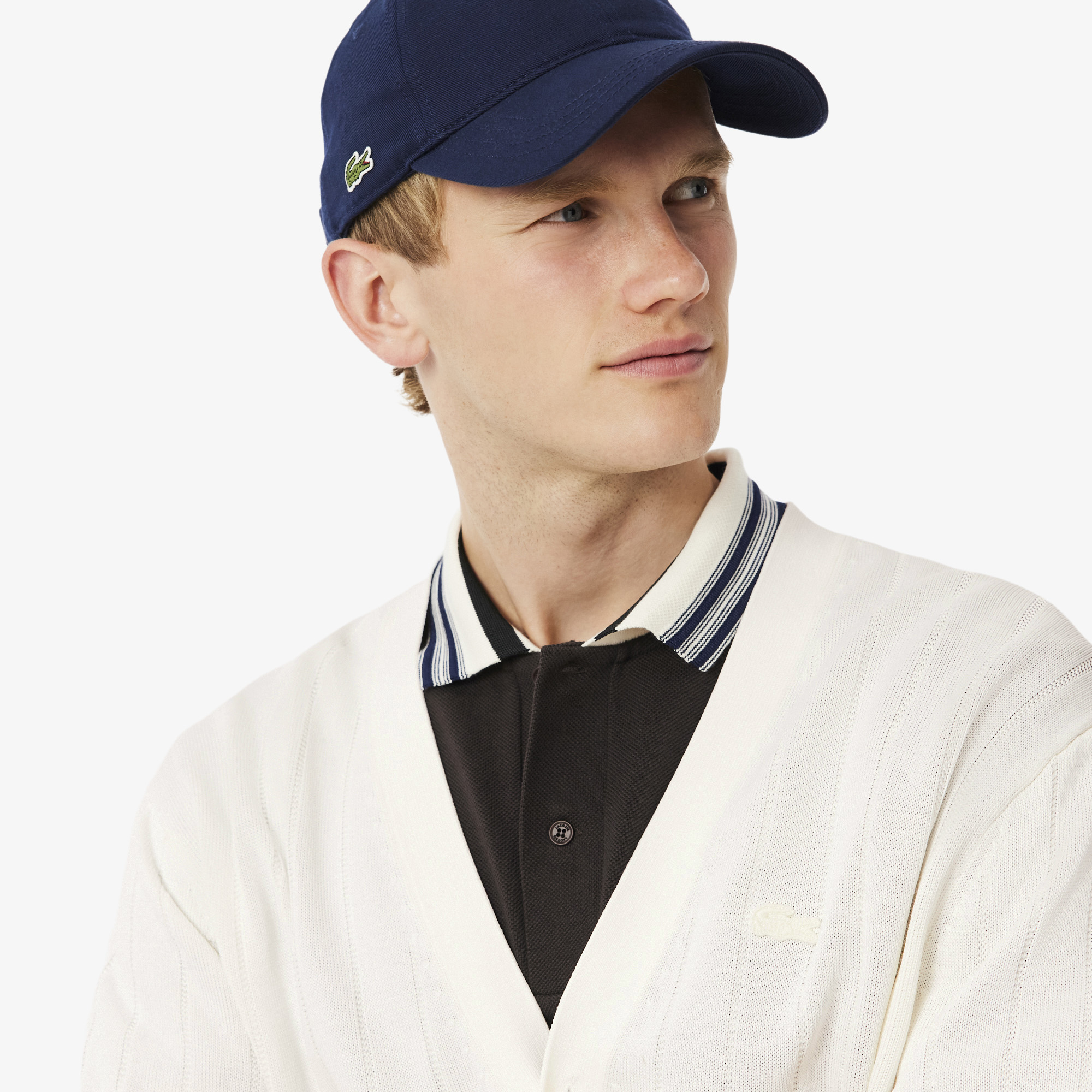 Áo Cardigan Lacoste Nam Dáng Cổ Điển Dệt Kim Gân Dáng Rủ