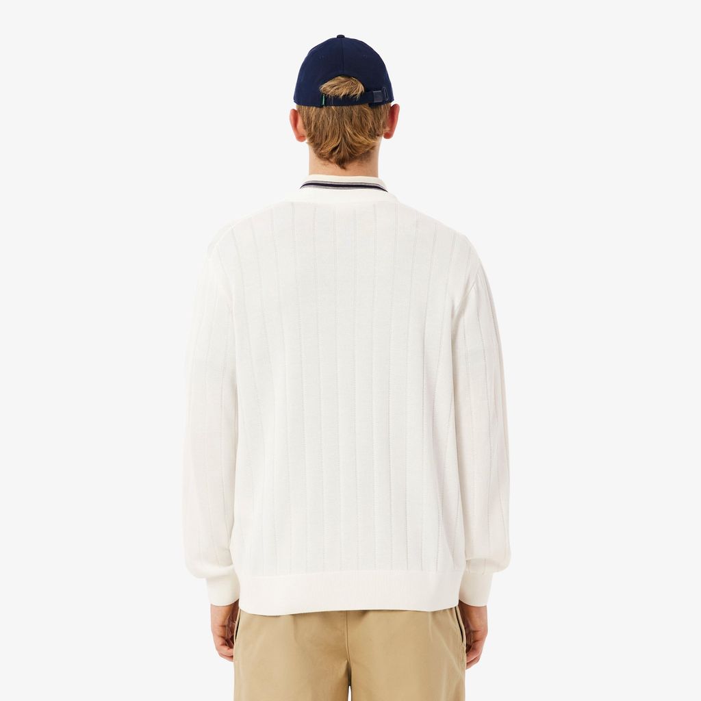 Áo Cardigan Lacoste Nam Dáng Cổ Điển Dệt Kim Gân Dáng Rủ