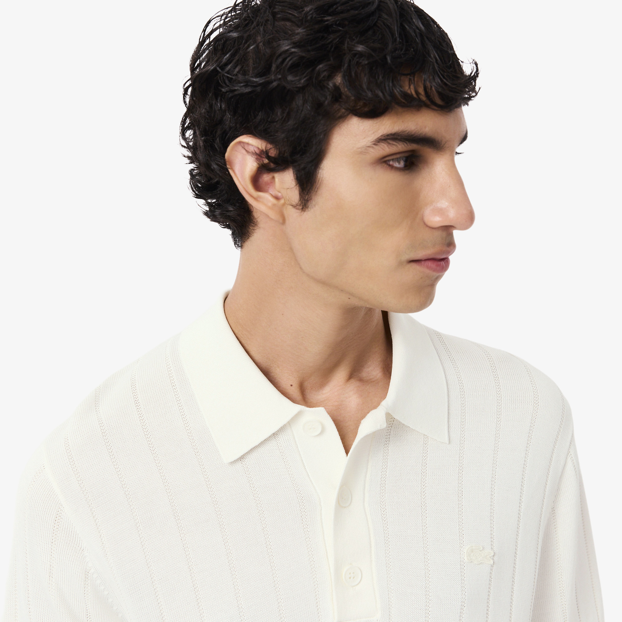 Áo Len Lacoste Nam Dáng Cổ Điển Cổ Polo Dệt Kim Gân Mềm Mại