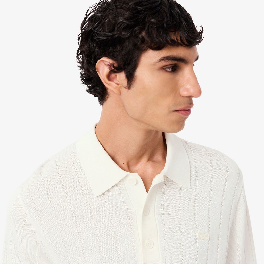 Áo Len Lacoste Nam Dáng Cổ Điển Cổ Polo Dệt Kim Gân Mềm Mại