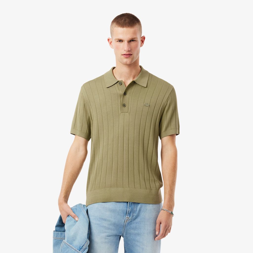 Áo Len Lacoste Nam Dáng Cổ Điển Cổ Polo Dệt Kim Gân Mềm Mại