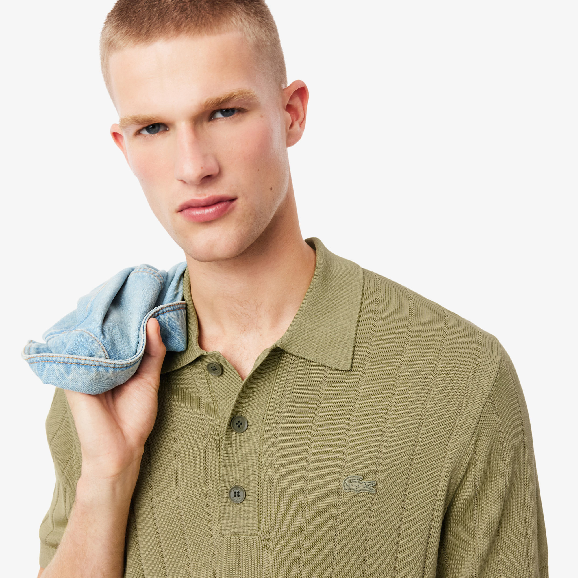 Áo Len Lacoste Nam Dáng Cổ Điển Cổ Polo Dệt Kim Gân Mềm Mại