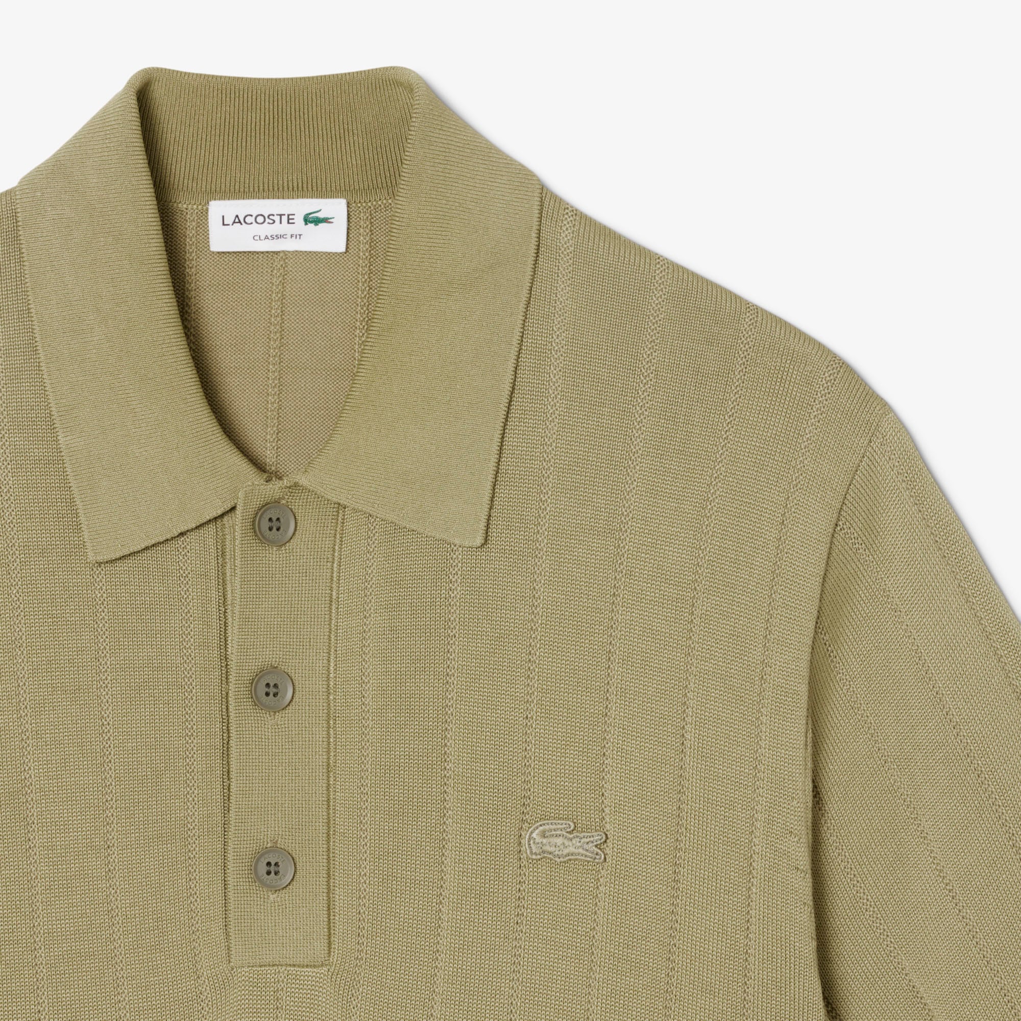 Áo Len Lacoste Nam Dáng Cổ Điển Cổ Polo Dệt Kim Gân Mềm Mại