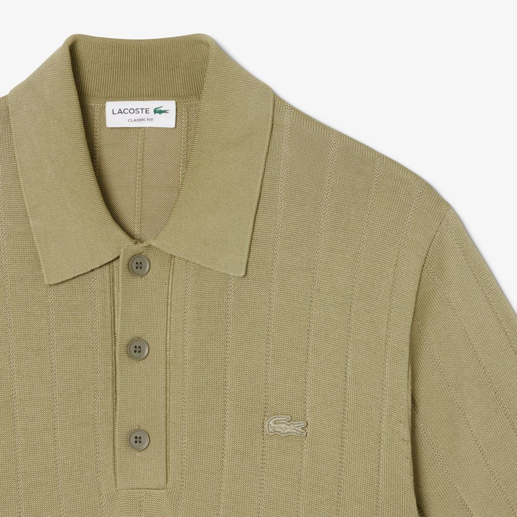 Áo Len Lacoste Nam Dáng Cổ Điển Cổ Polo Dệt Kim Gân Mềm Mại