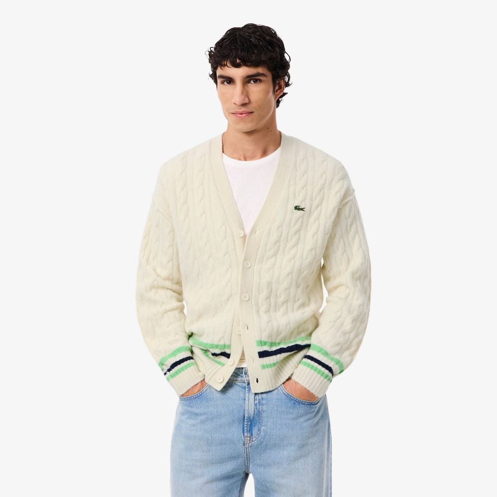 Áo Cardigan Lacoste Nam Dáng Rộng Dệt Kim