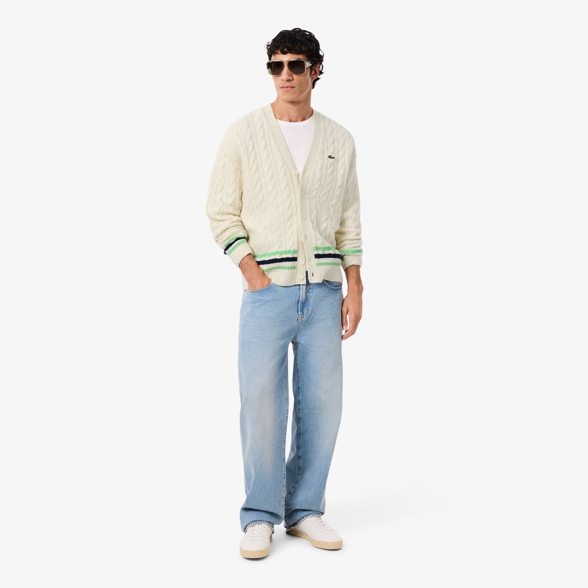 Áo Cardigan Lacoste Nam Dáng Rộng Dệt Kim