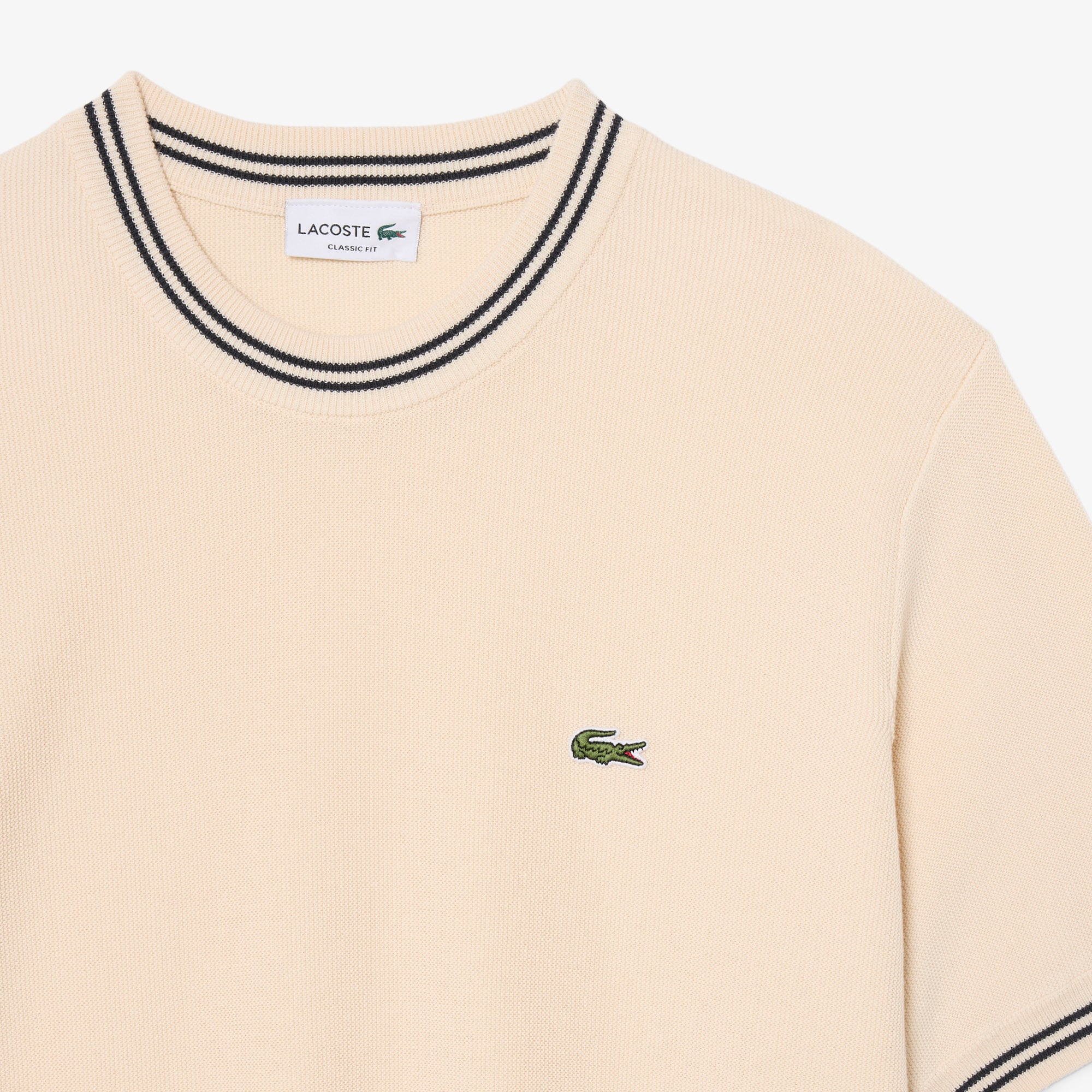 Áo Len Lacoste Nam Dáng Cổ Điển Dệt Kim Có Họa Tiết Sọc