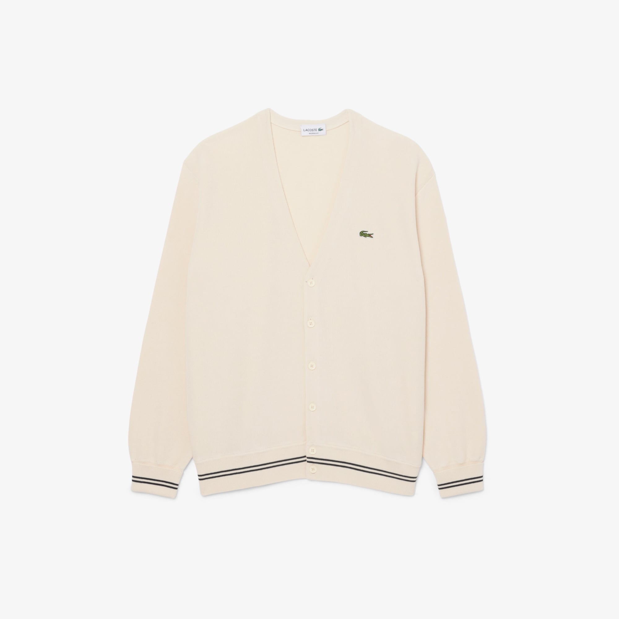 Áo Cardigan Lacoste Nam Dáng Rộng Chất Liệu Cotton Chi Tiết Kẻ Sọc