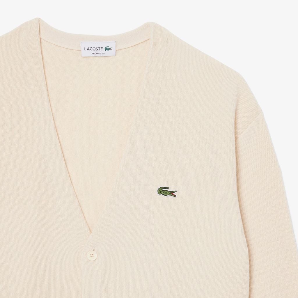 Áo Cardigan Lacoste Nam Dáng Rộng Chất Liệu Cotton Chi Tiết Kẻ Sọc
