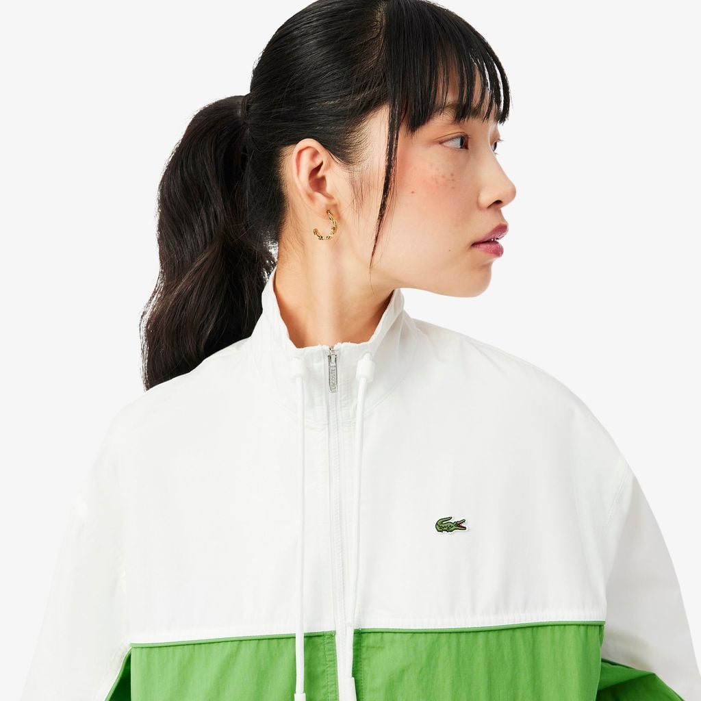 Áo Khoác Lacoste Nữ Dáng Rộng Chất Liệu Cotton Twill Có Khóa Kéo
