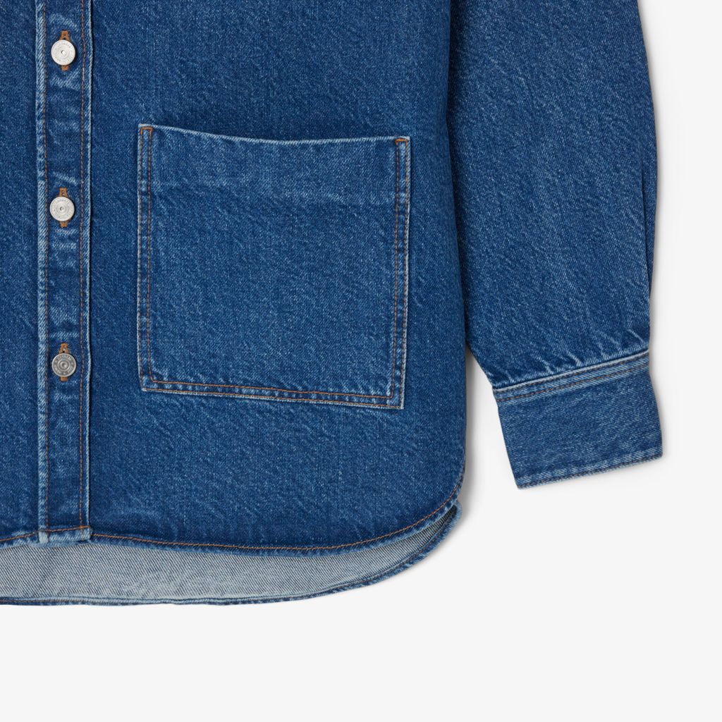 Áo Khoác Lacoste Nữ Dáng Rộng Chất Liệu Denim