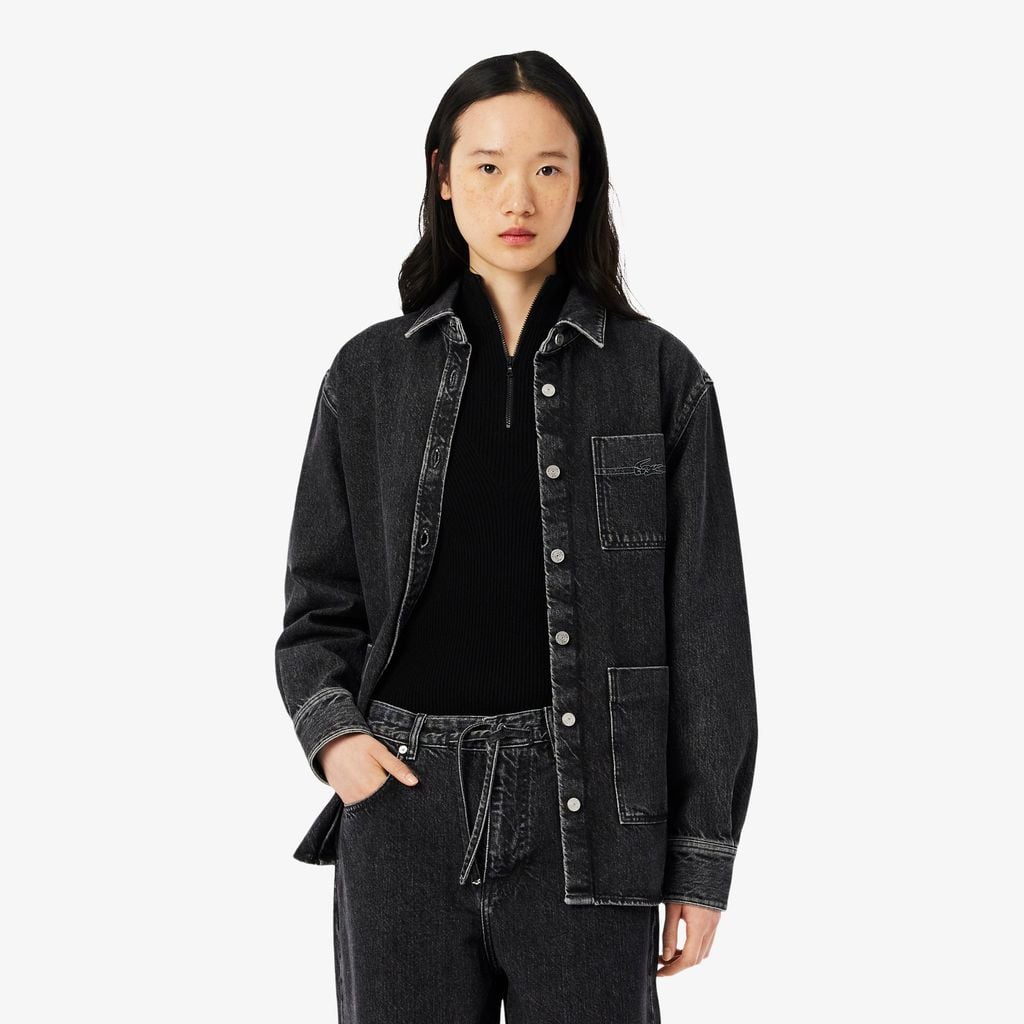 Áo Khoác Lacoste Nữ Dáng Rộng Chất Liệu Denim