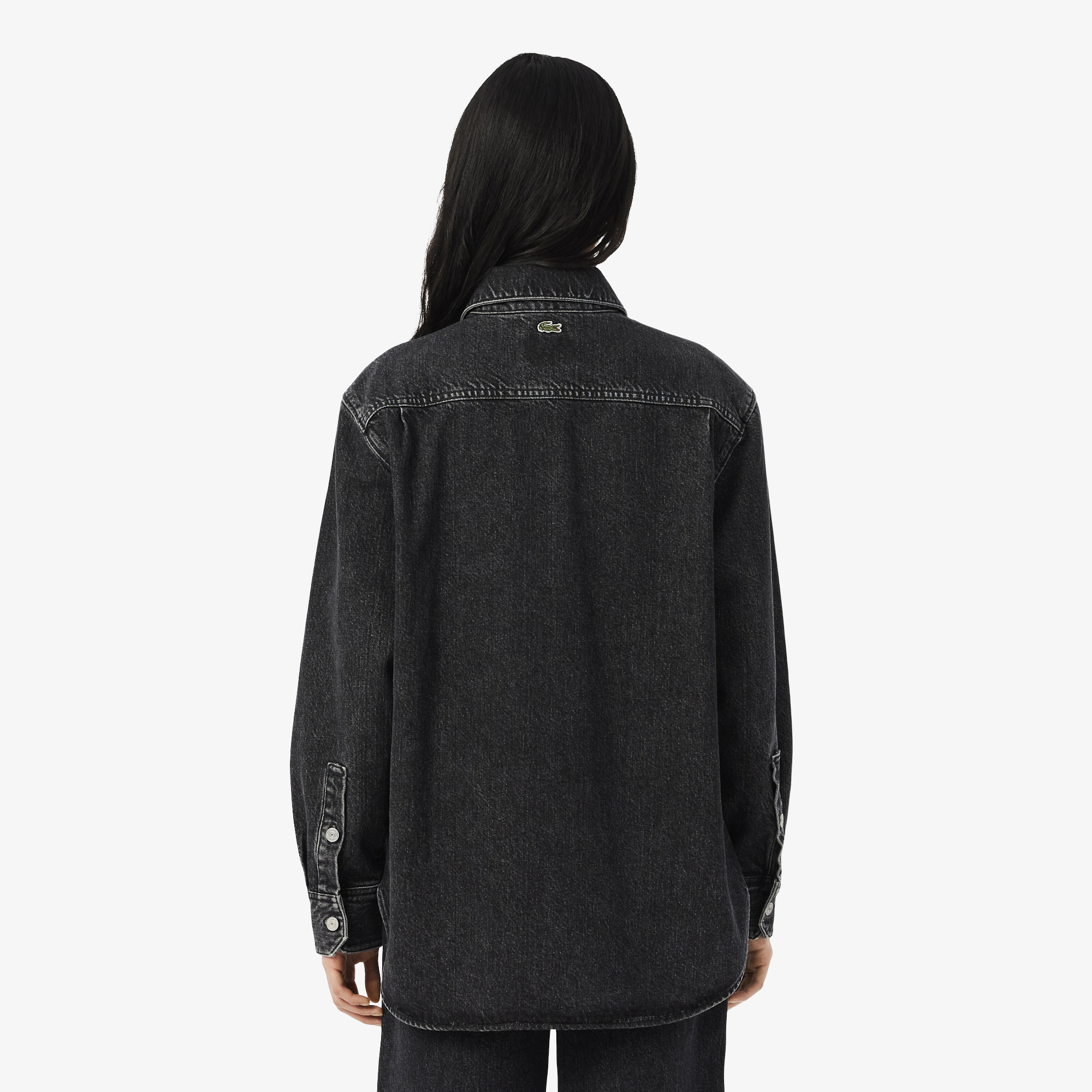 Áo Khoác Lacoste Nữ Dáng Rộng Chất Liệu Denim