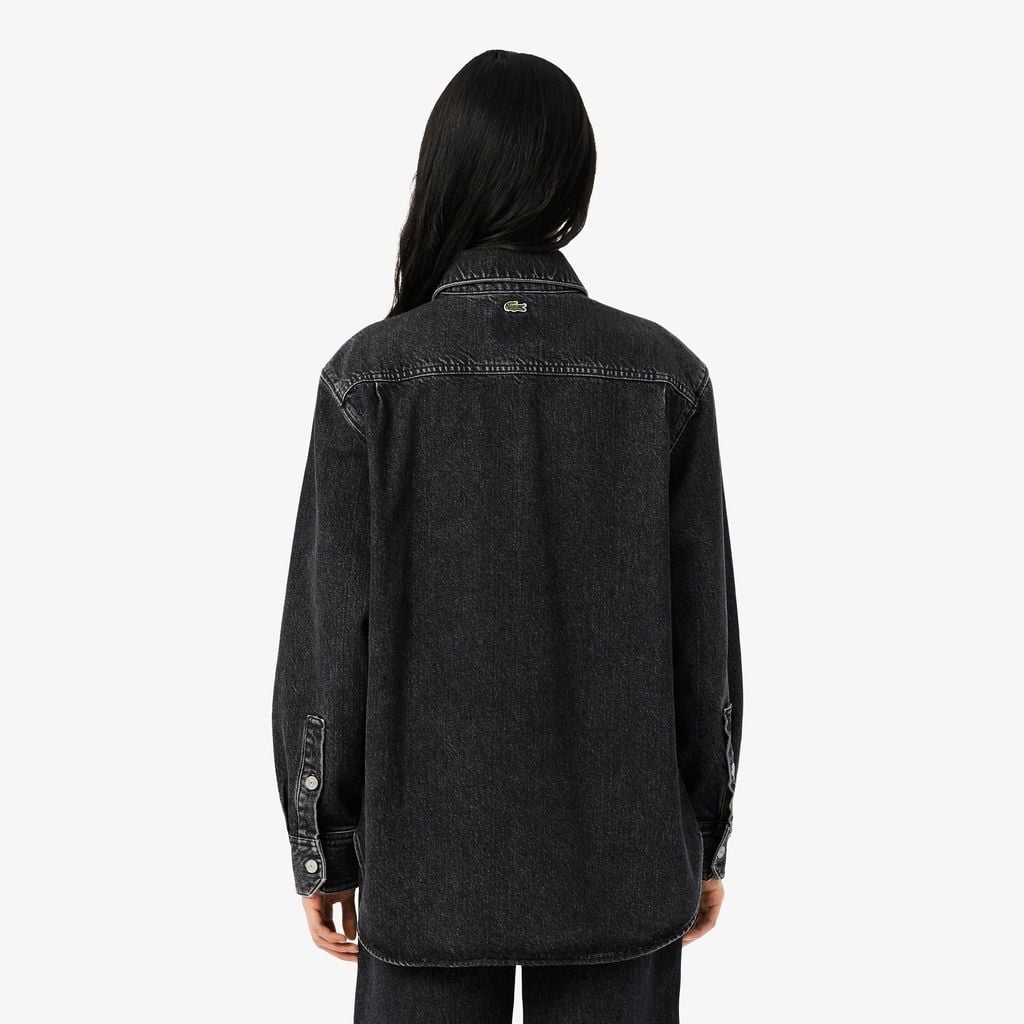 Áo Khoác Lacoste Nữ Dáng Rộng Chất Liệu Denim