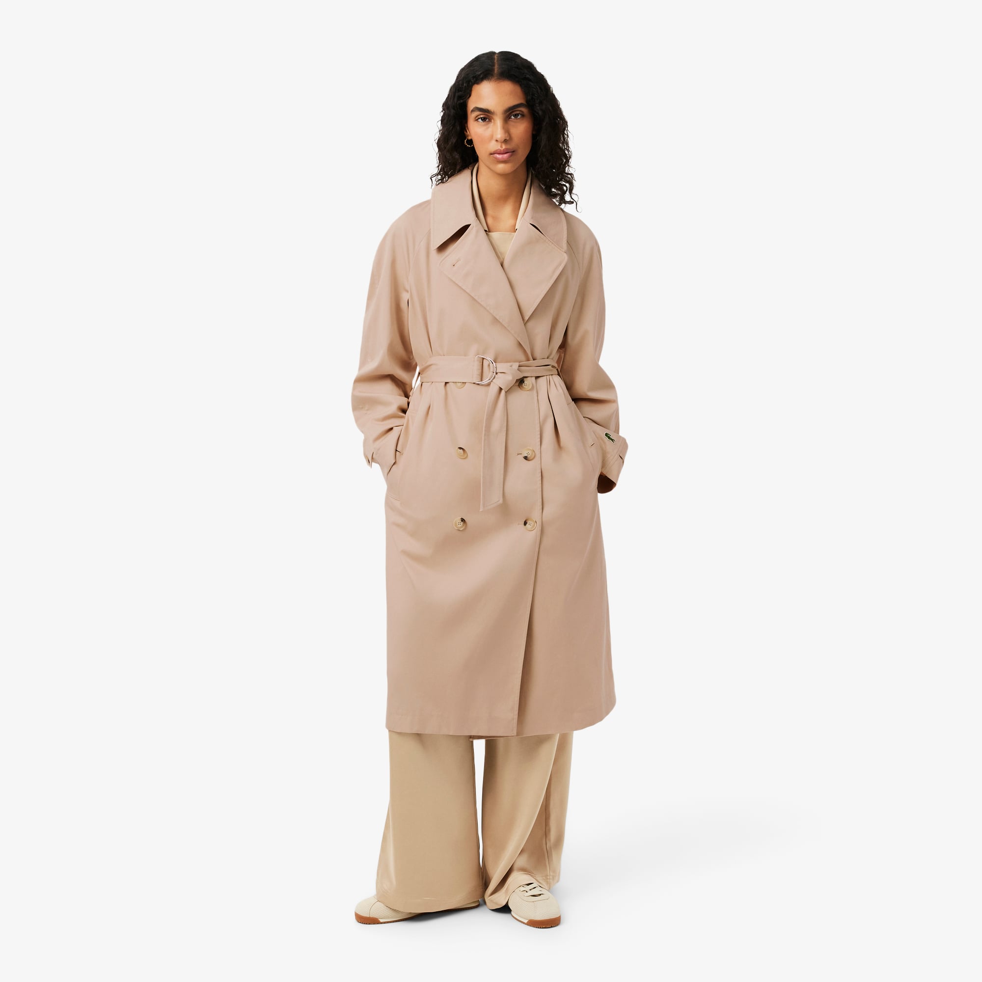 Áo Khoác Dài Lacoste Nữ Dáng Oversize Chống Thấm Nước