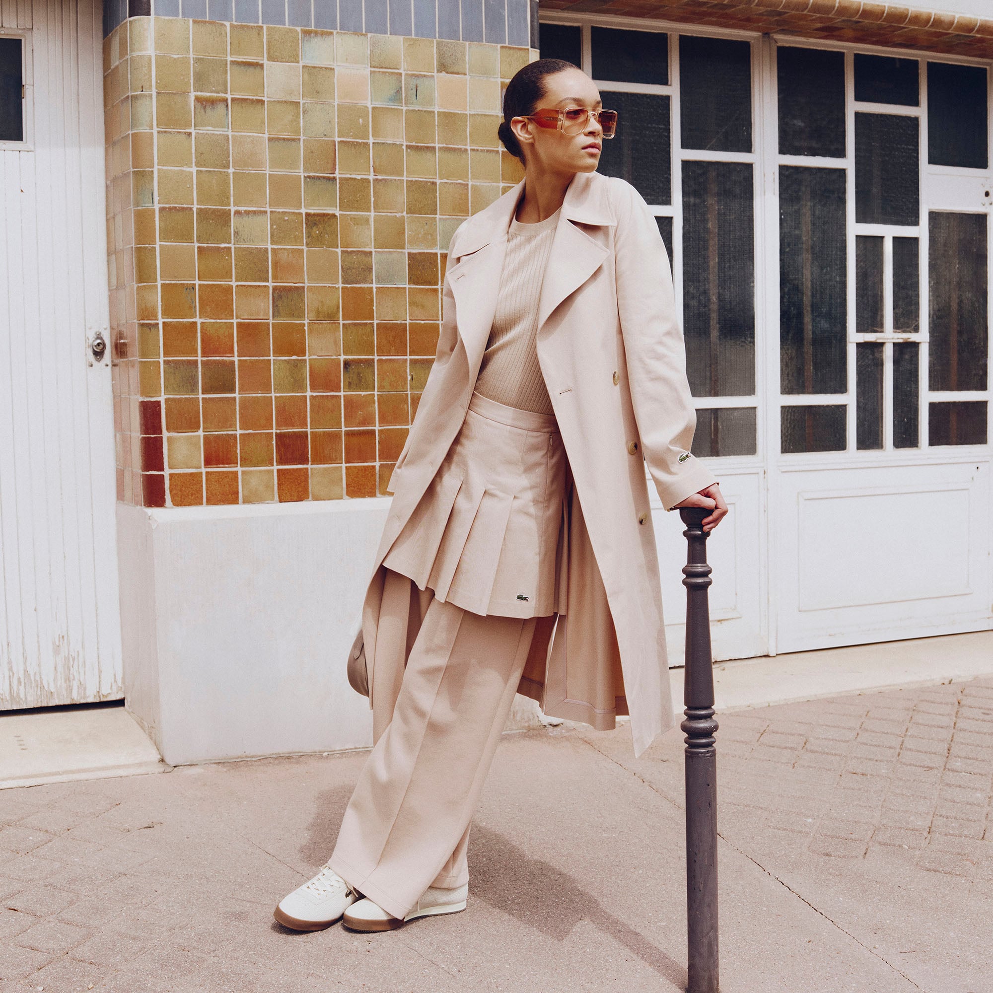 Áo Khoác Dài Lacoste Nữ Dáng Oversize Chống Thấm Nước