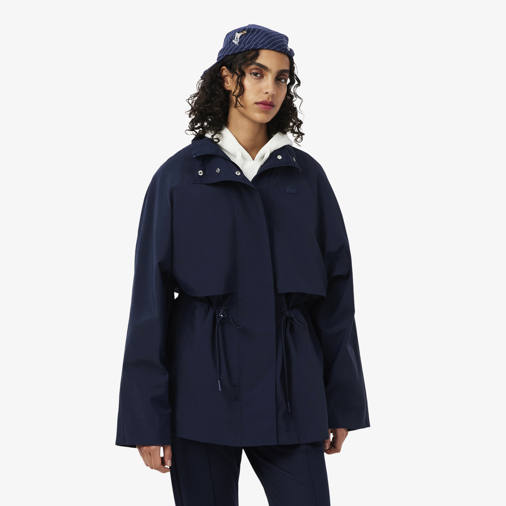 Áo Khoác Parka Lacoste Nữ Dáng Oversize Chống Thấm Nước Độ Dài Trung Bình
