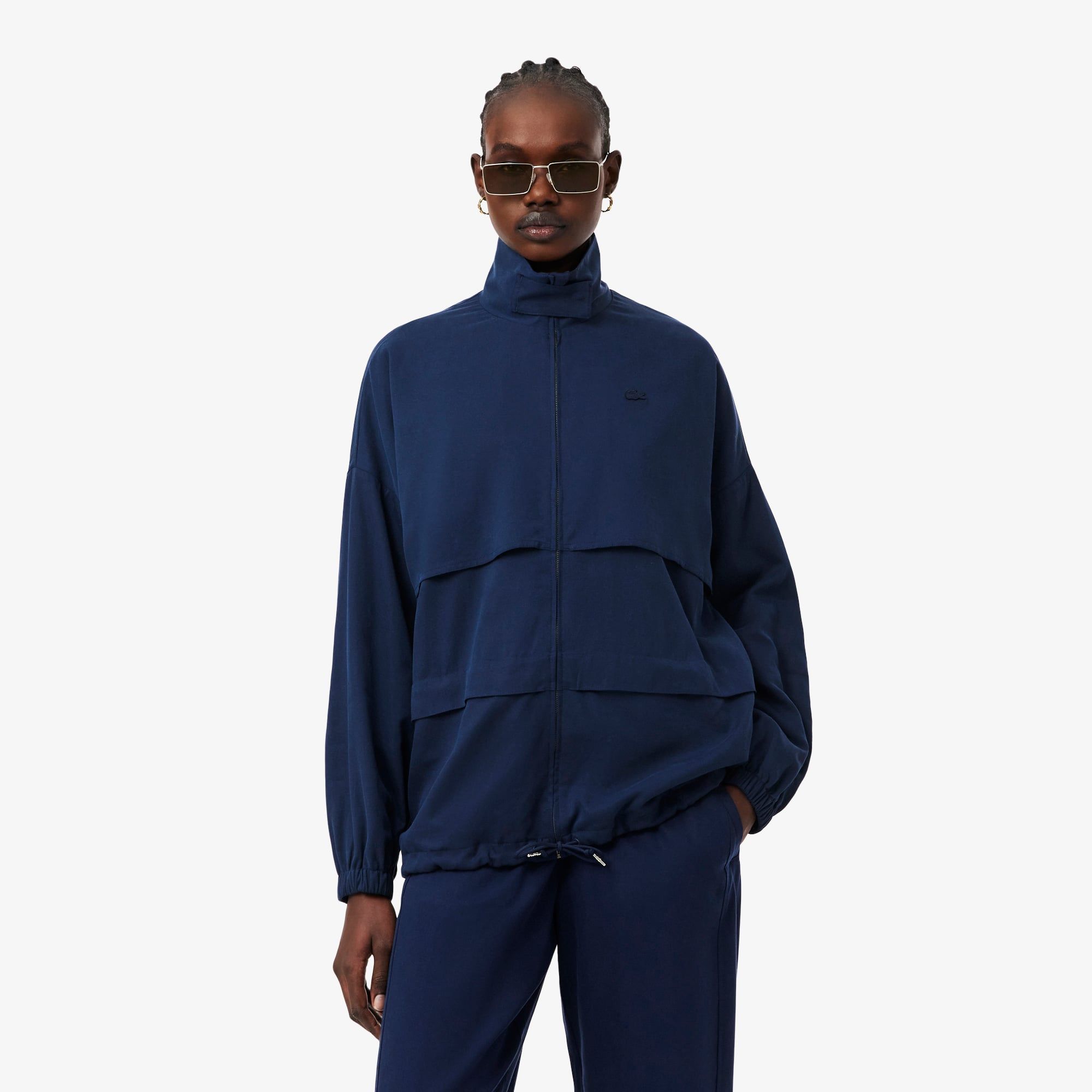 Áo Khoác Thể Thao Lacoste Nữ Dáng Oversize Chất Liệu Pha Linen