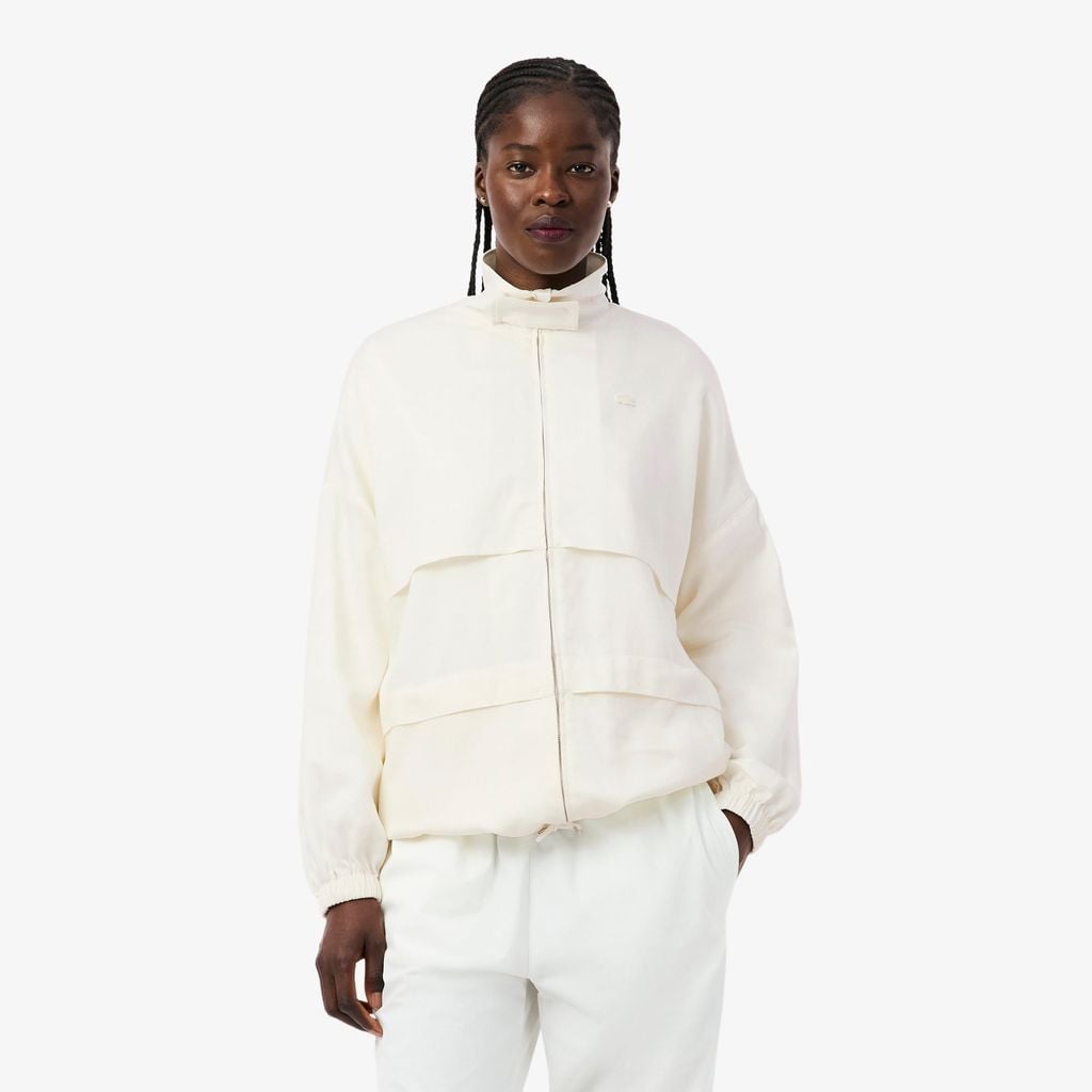 Áo Khoác Thể Thao Lacoste Nữ Dáng Oversize Chất Liệu Pha Linen