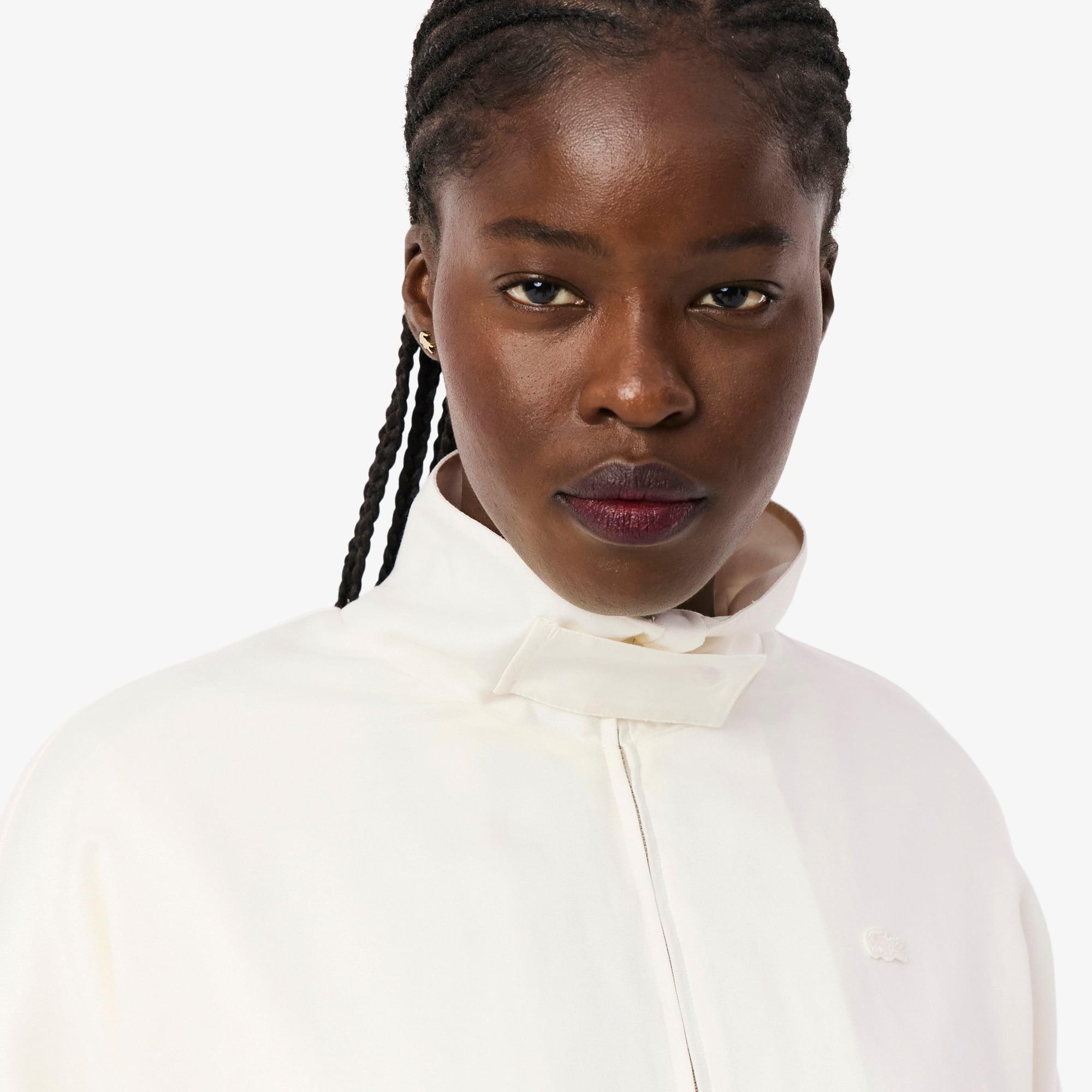 Áo Khoác Thể Thao Lacoste Nữ Dáng Oversize Chất Liệu Pha Linen