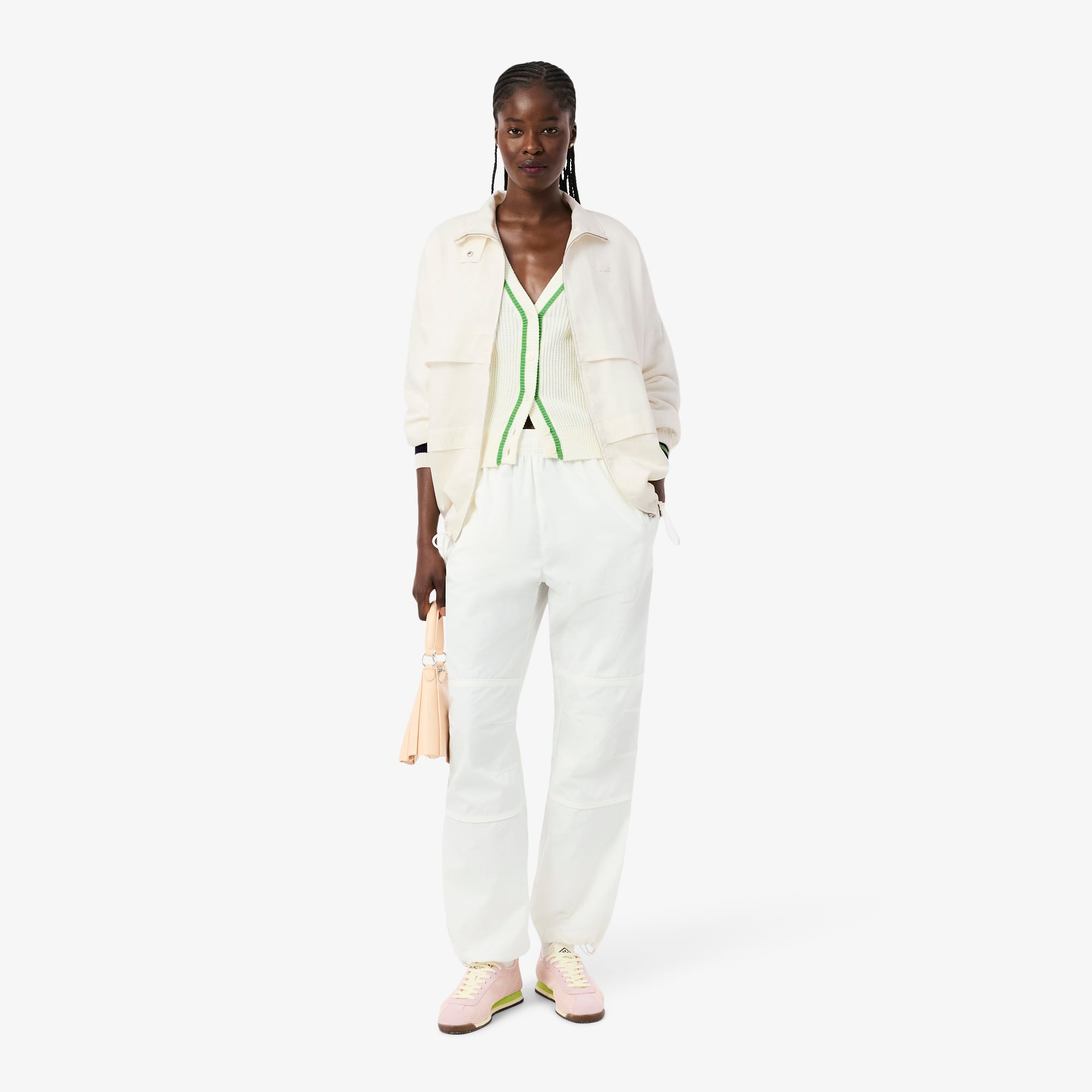 Áo Khoác Thể Thao Lacoste Nữ Dáng Oversize Chất Liệu Pha Linen