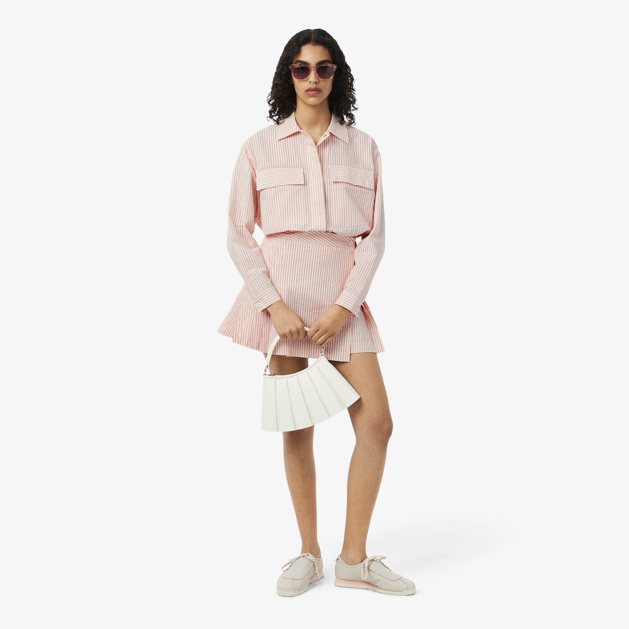 Áo Khoác Lacoste Nữ Chất Liệu Seersucker Kẻ Sọc