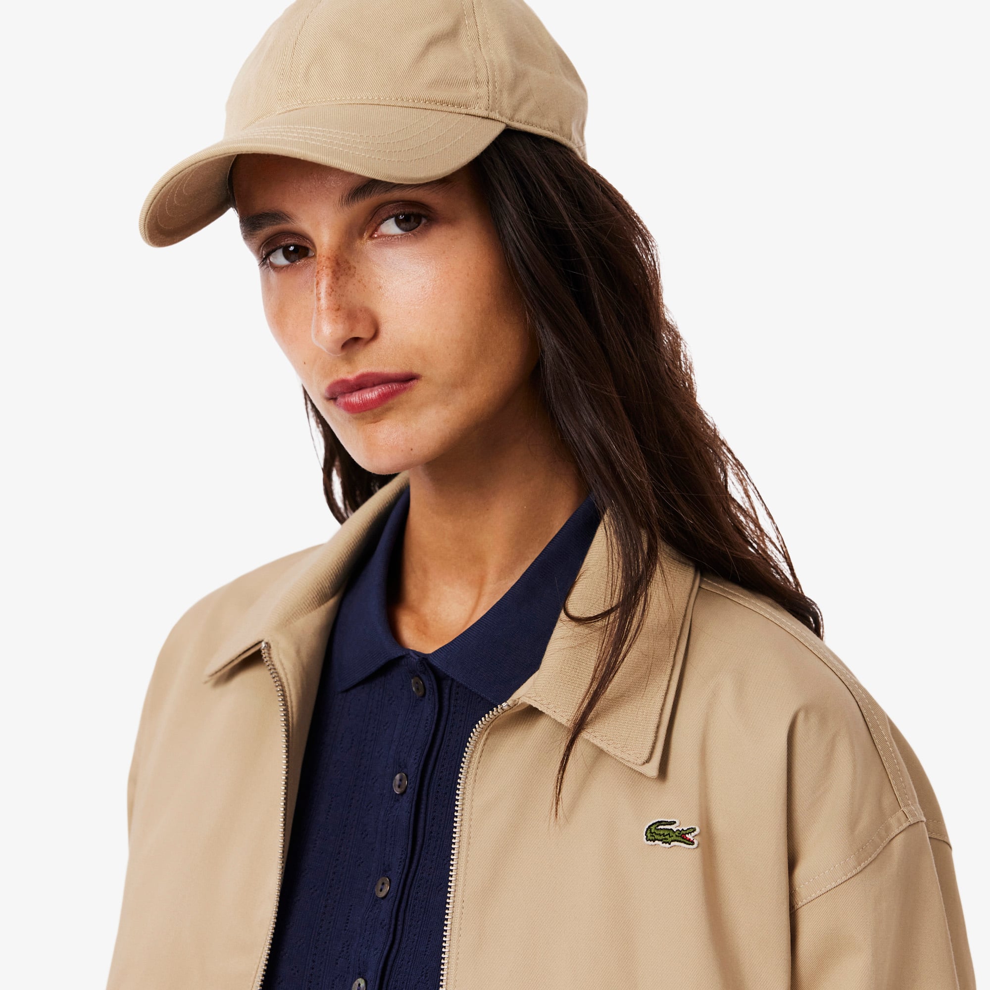 Áo Khoác Lacoste Nữ Gabardine Co Giãn Cổ Đôi