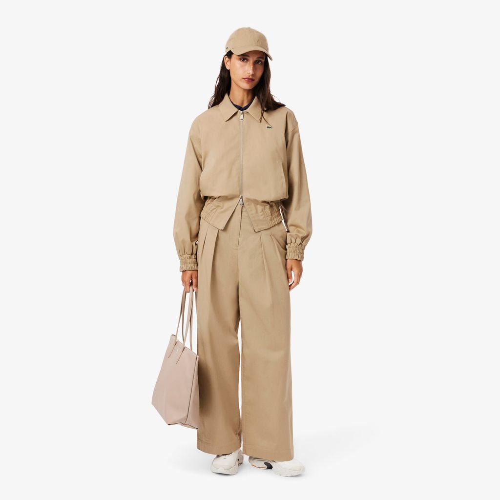 Áo Khoác Lacoste Nữ Gabardine Co Giãn Cổ Đôi