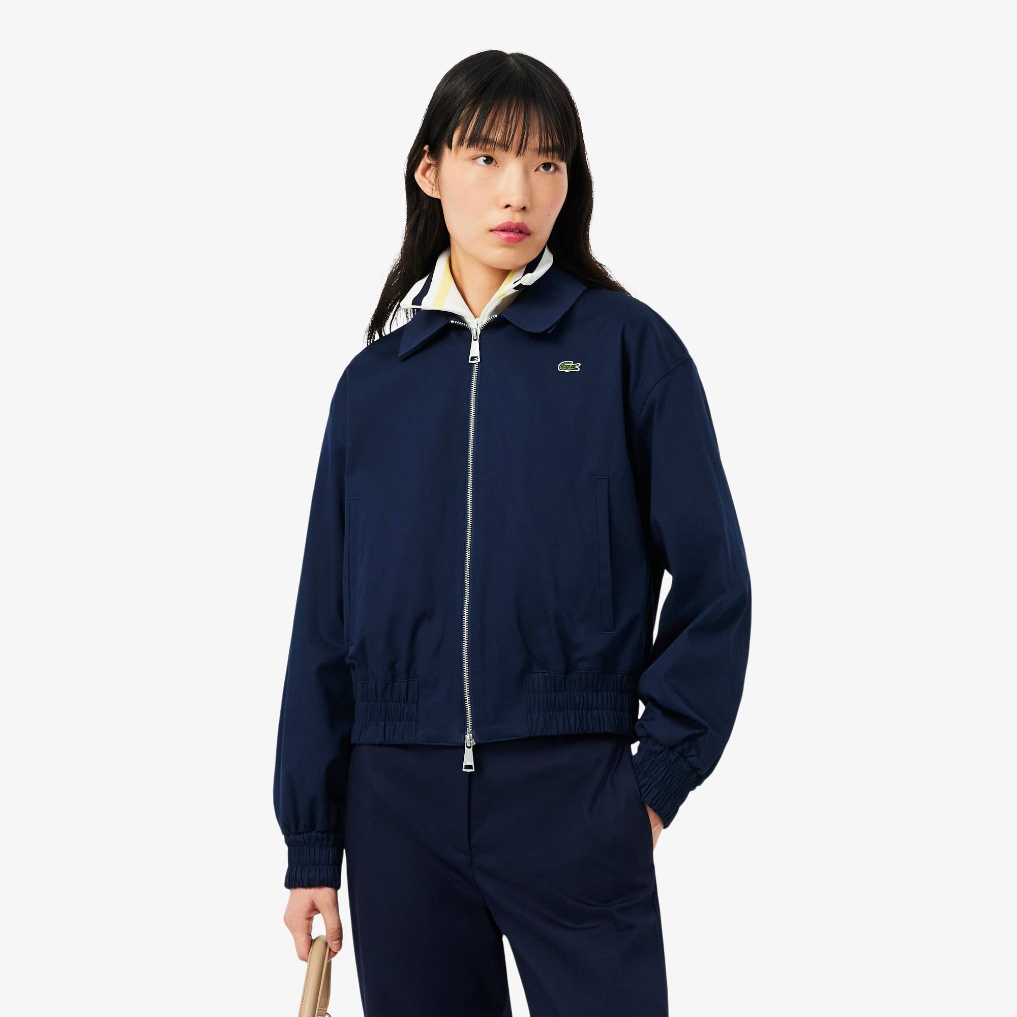 Áo Khoác Lacoste Nữ Gabardine Co Giãn Cổ Đôi