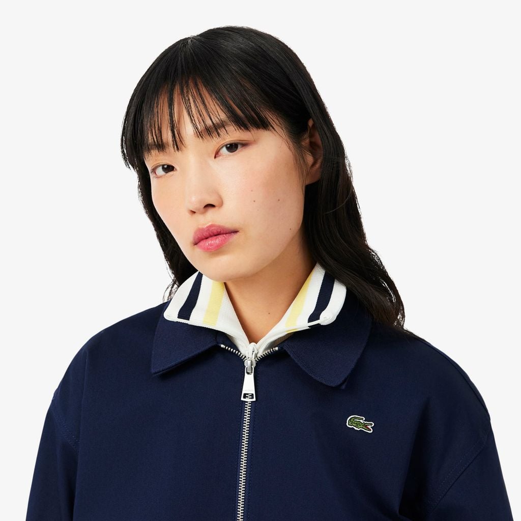 Áo Khoác Lacoste Nữ Gabardine Co Giãn Cổ Đôi