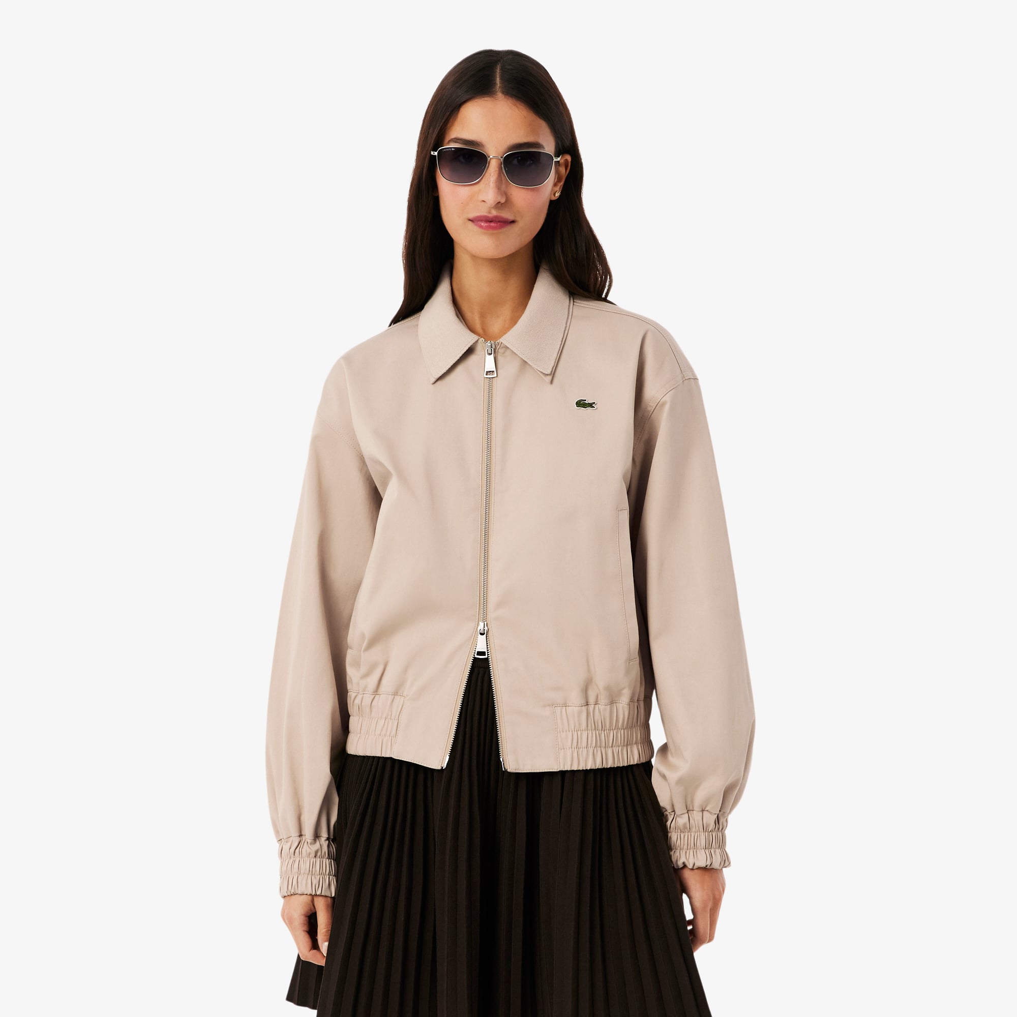 Áo Khoác Lacoste Nữ Gabardine Co Giãn Cổ Đôi