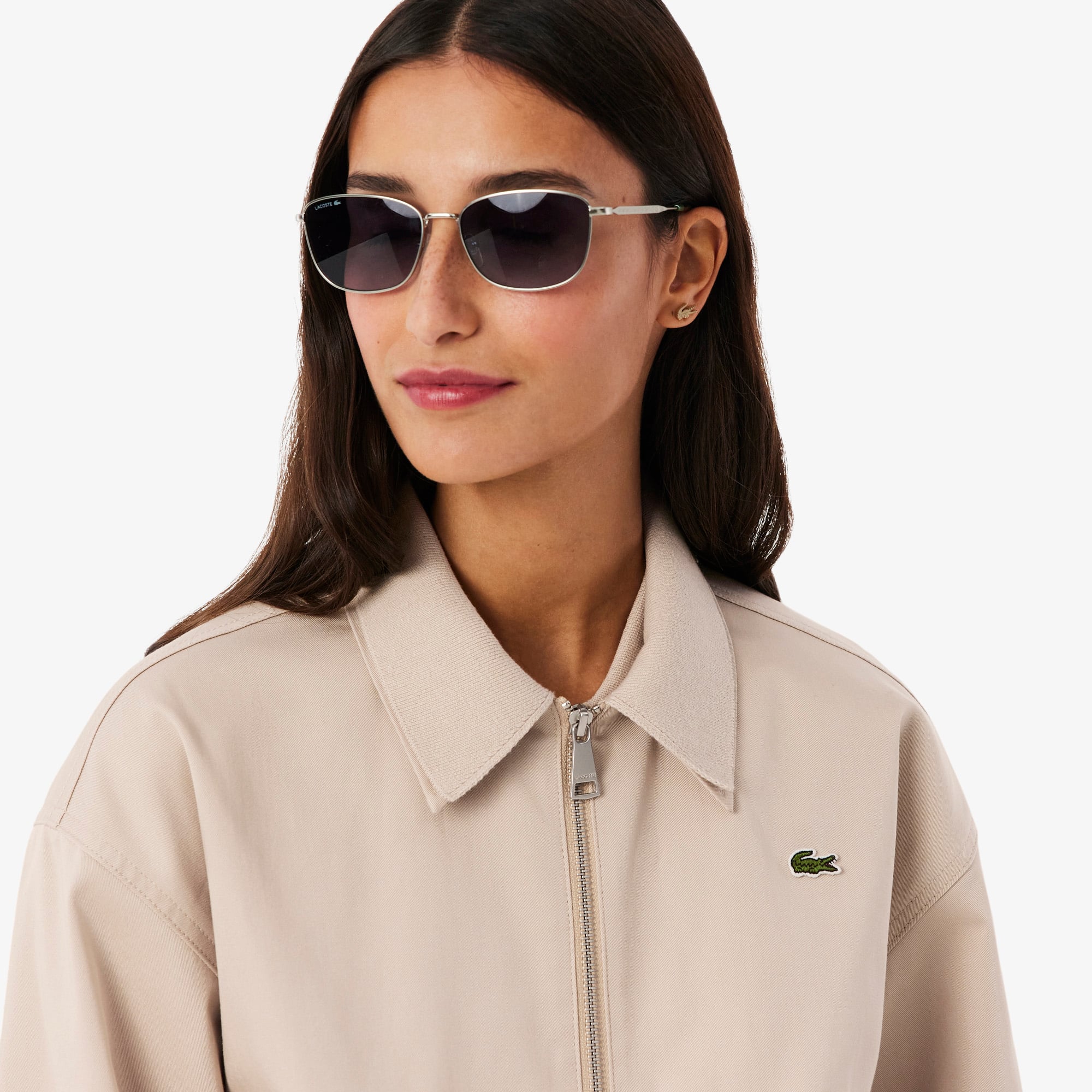Áo Khoác Lacoste Nữ Gabardine Co Giãn Cổ Đôi
