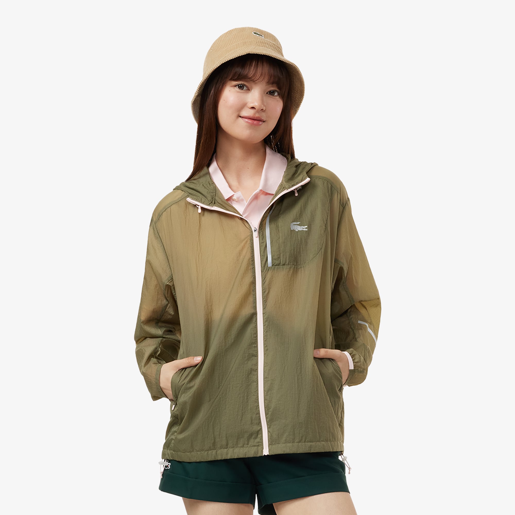 Áo Khoác Lacoste Nữ Có Mũ Chống Thấm Nước