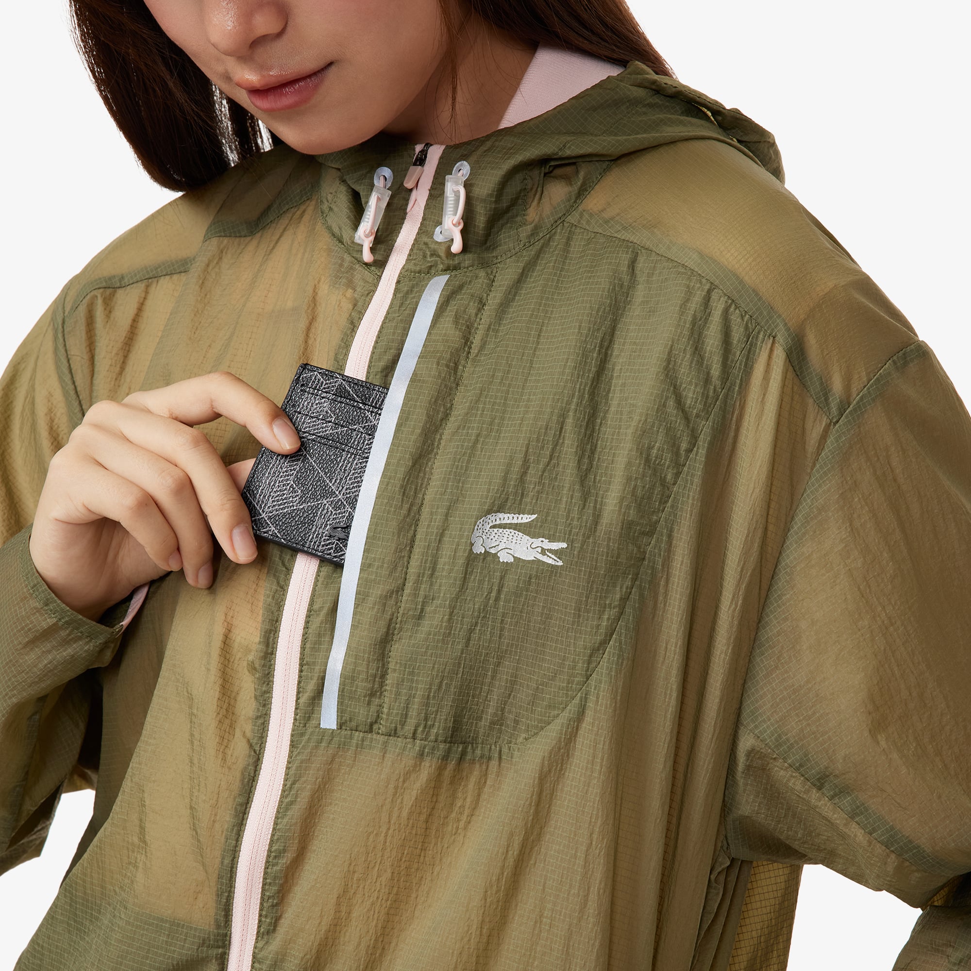 Áo Khoác Lacoste Nữ Có Mũ Chống Thấm Nước