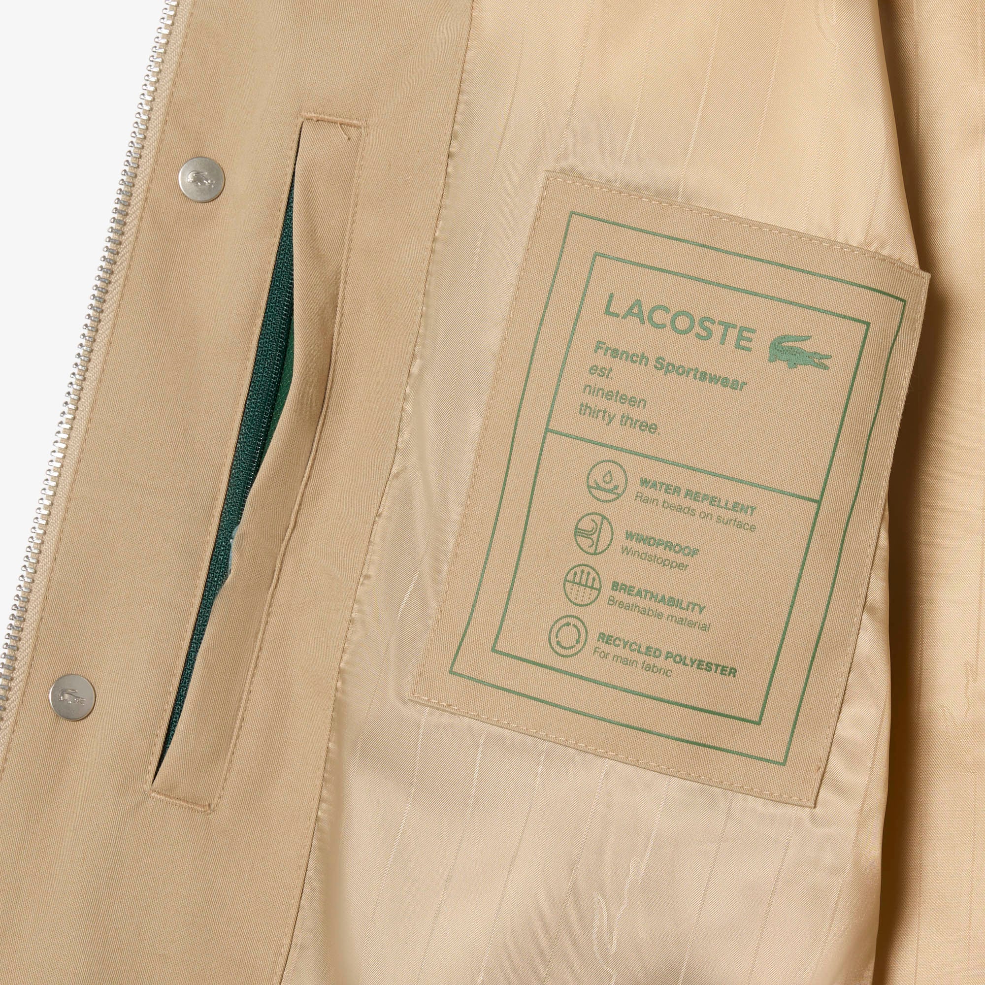Áo Khoác Lacoste Nam Harrington Chất Liệu Twill Chống Thấm Nước