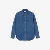 Áo Sơ Mi Lacoste Nữ Oversize Chất Liệu Denim Oversized Có Túi