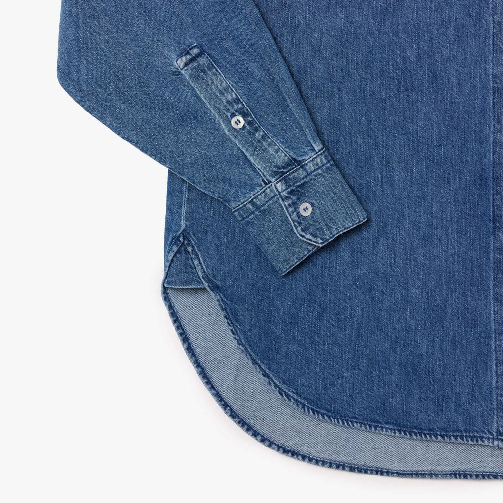Áo Sơ Mi Lacoste Nữ Oversize Chất Liệu Denim Oversized Có Túi