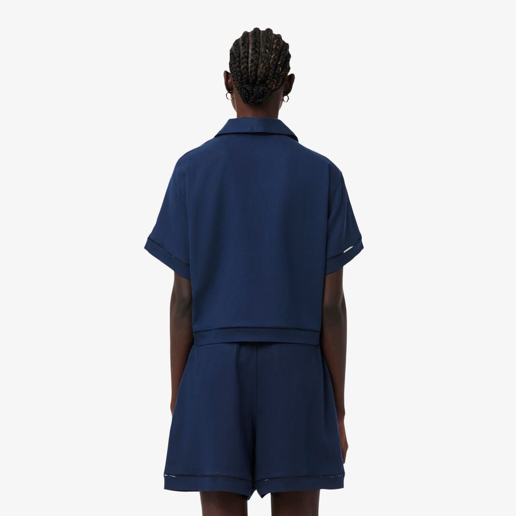 Áo Polo Lacoste Nữ Dáng Oversize Chất Liệu Twill Mềm Mại