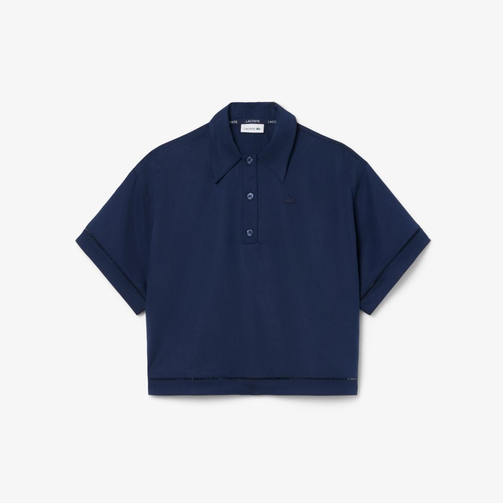 Áo Polo Lacoste Nữ Dáng Oversize Chất Liệu Twill Mềm Mại