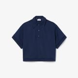 Áo Polo Lacoste Nữ Dáng Oversize Chất Liệu Twill Mềm Mại