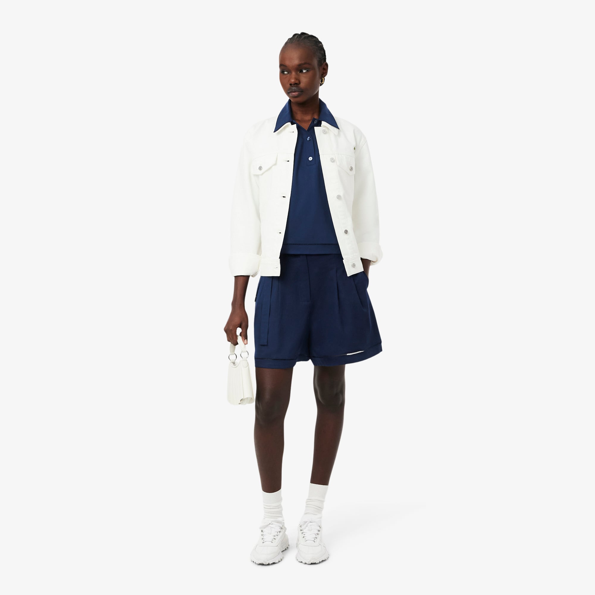 Áo Polo Lacoste Nữ Dáng Oversize Chất Liệu Twill Mềm Mại