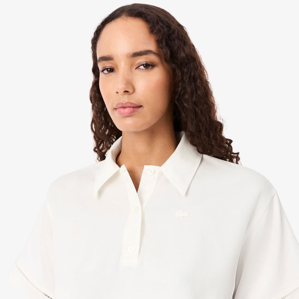 Áo Polo Lacoste Nữ Dáng Oversize Chất Liệu Twill Mềm Mại