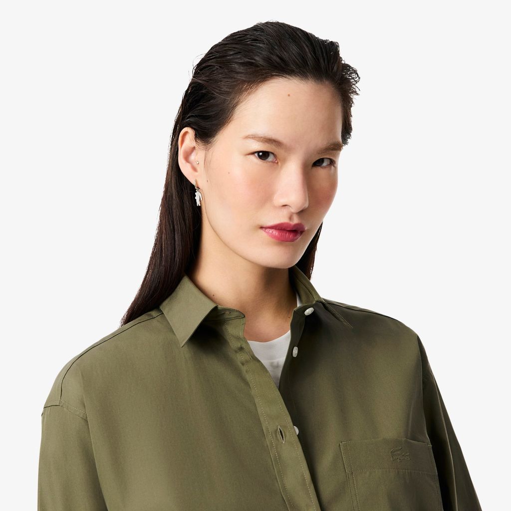 Áo Sơ Mi Lacoste Nữ Dáng Rộng Chất Liệu Cotton Poplin