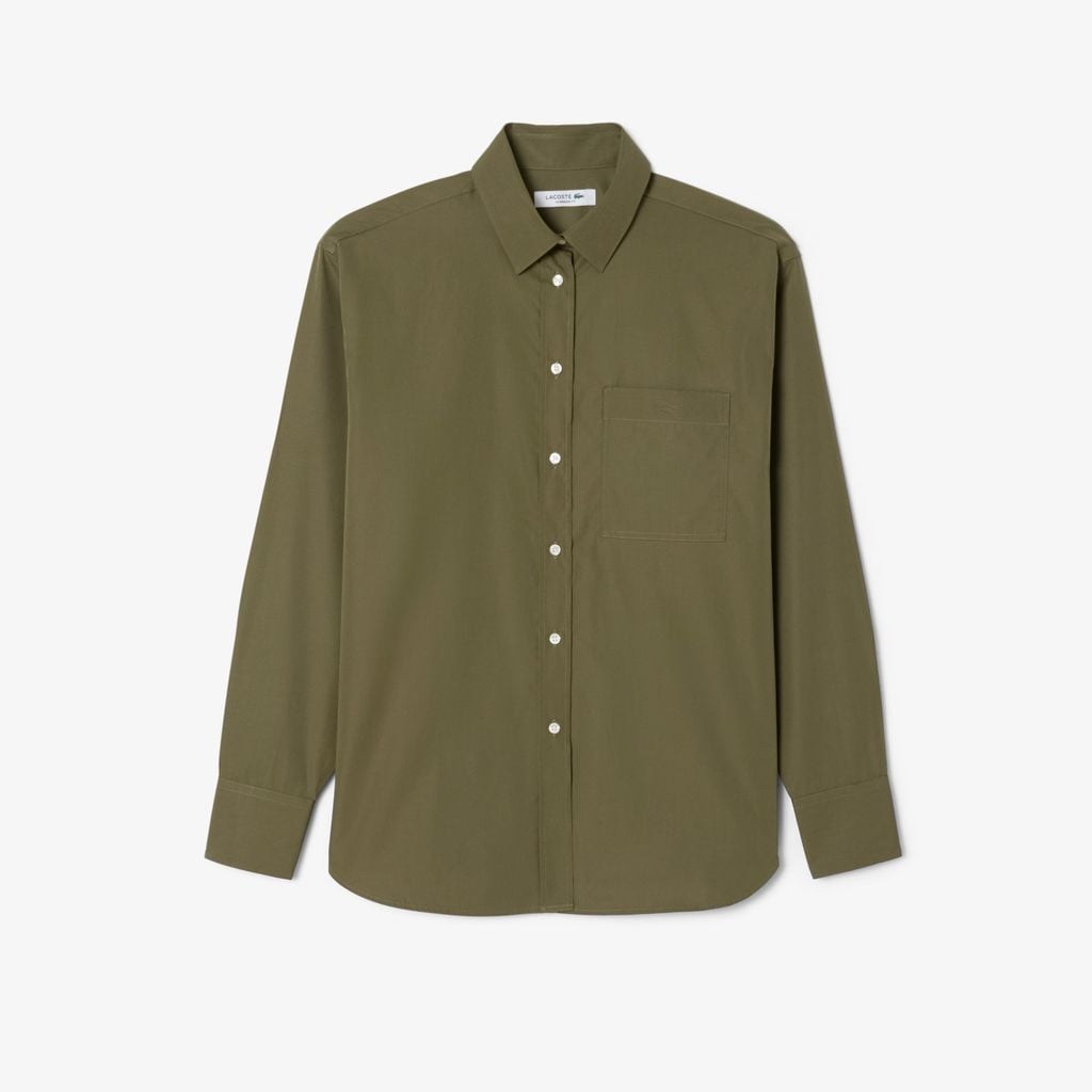 Áo Sơ Mi Lacoste Nữ Dáng Rộng Chất Liệu Cotton Poplin