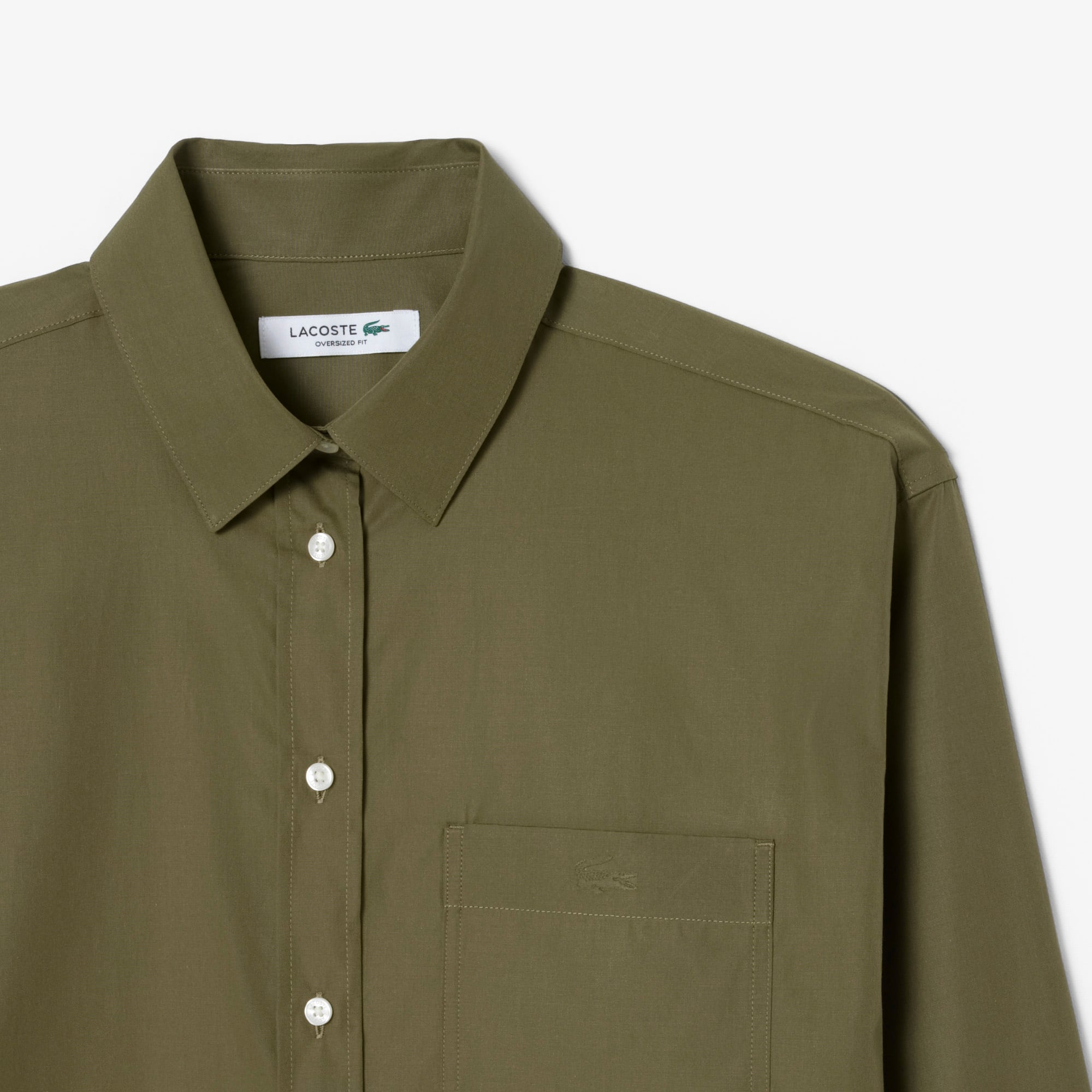 Áo Sơ Mi Lacoste Nữ Dáng Rộng Chất Liệu Cotton Poplin