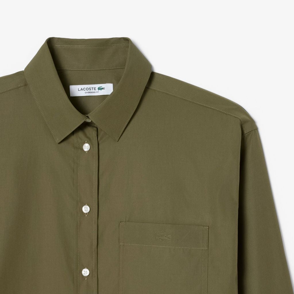 Áo Sơ Mi Lacoste Nữ Dáng Rộng Chất Liệu Cotton Poplin